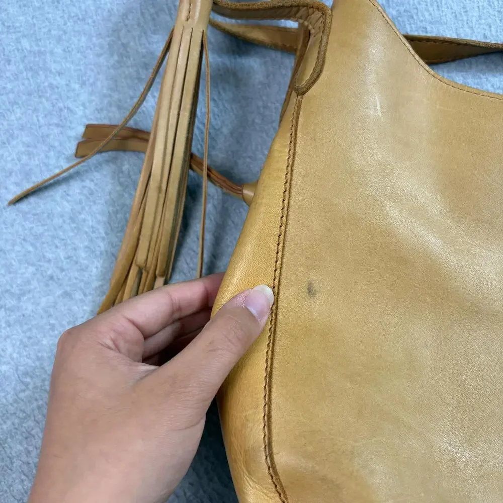 Margot Leather Hobo Purse Women Tan Large Slouch Shoulder Tassel Boho Heritage